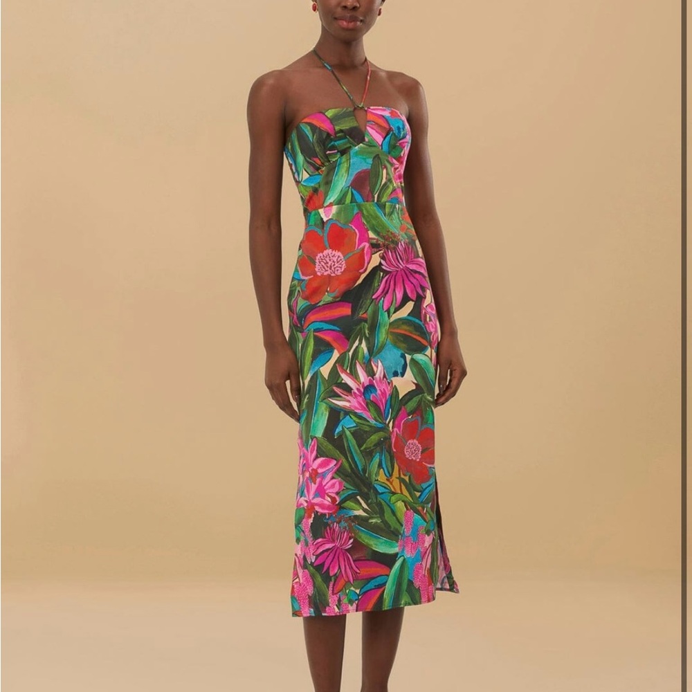 FARM RIO Multicolor Jardin De Reve Organic Cotton Midi Dress